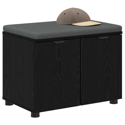 Panca per ingresso con cuscino Rovere Nero 60 x 38 x 46 cm
