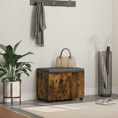 Panca per ingresso con cuscino Rovere fumé 60 x 38 x 46 cm