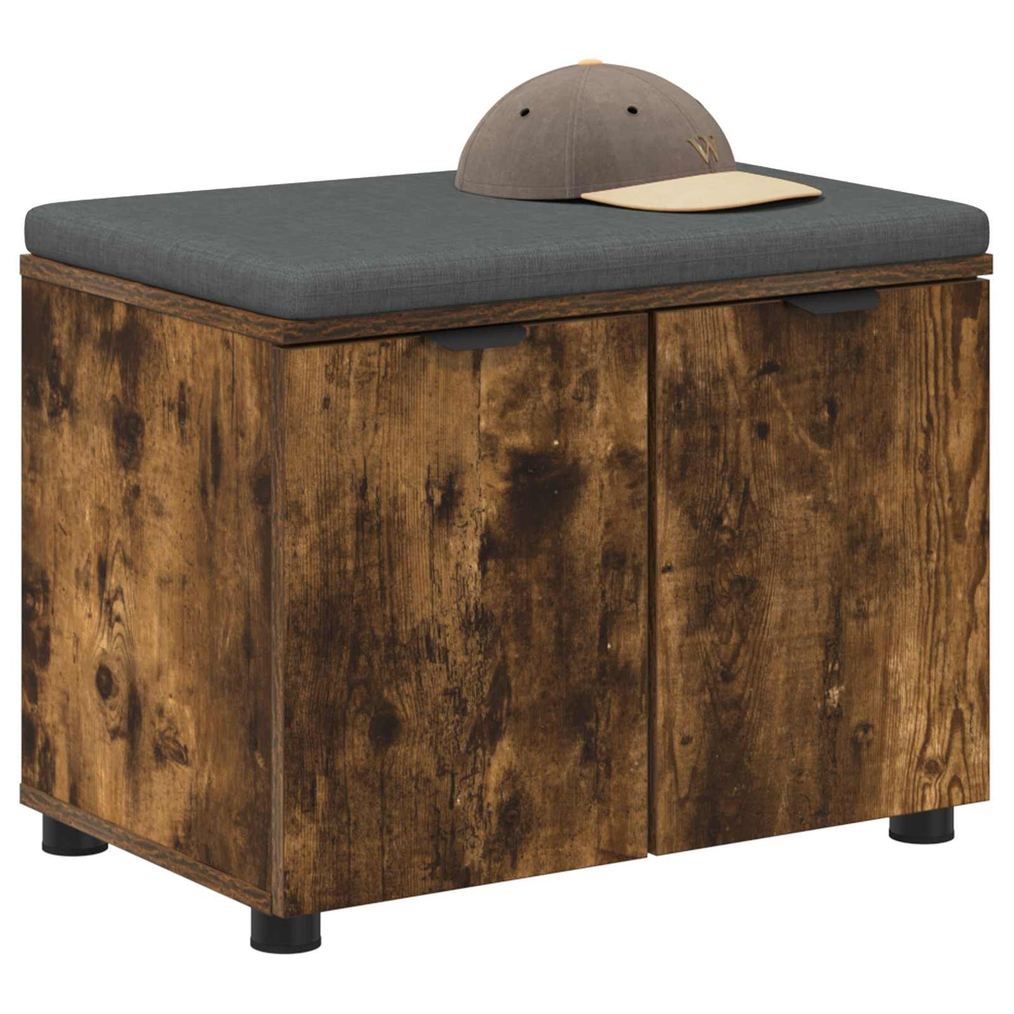 Panca per ingresso con cuscino Rovere fumé 60 x 38 x 46 cm