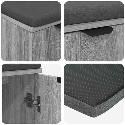 Panca per ingresso con cuscino Grigio Sonoma 60 x 38 x 46 cm
