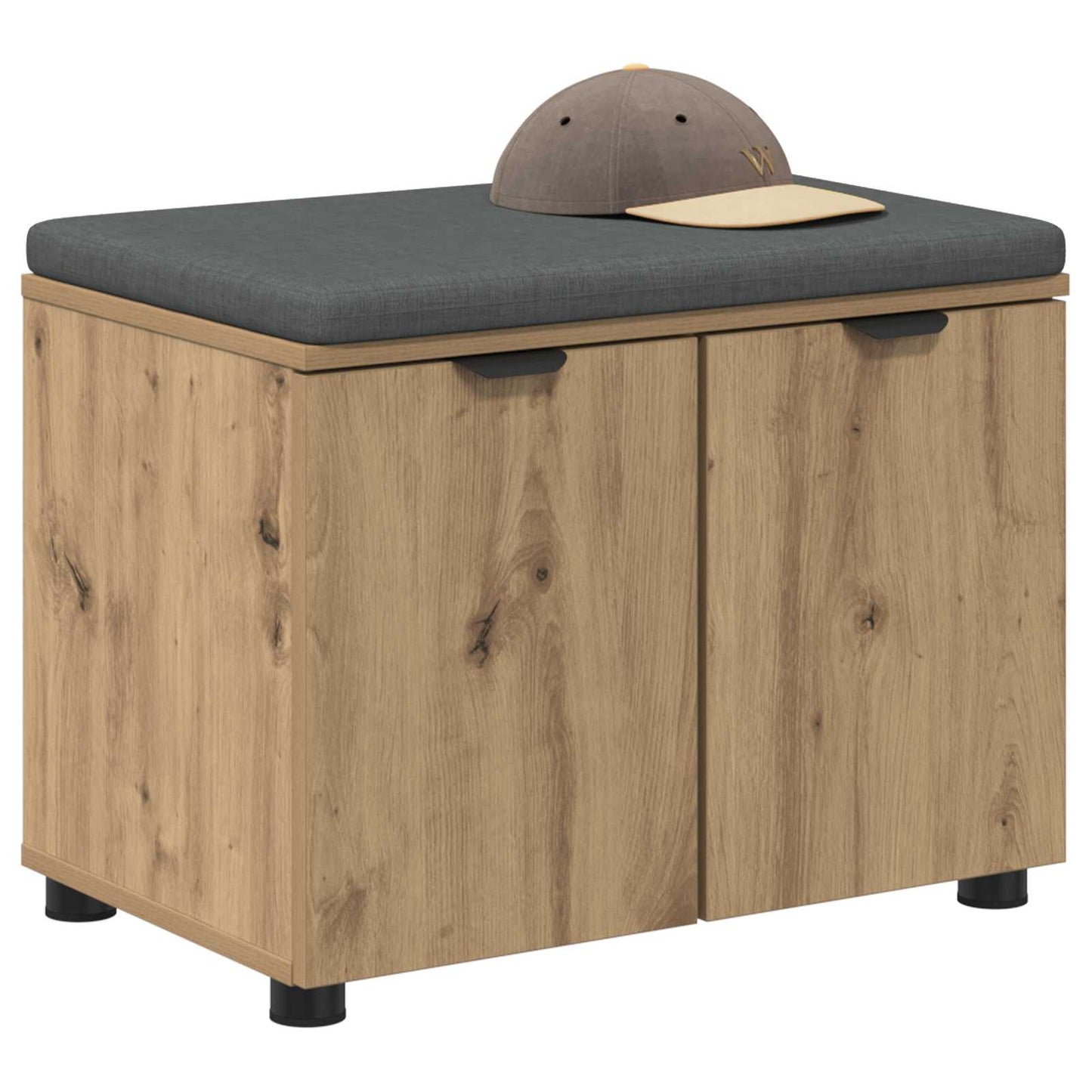 Panca per ingresso con porta Rovere artigianale 60 x 38 x 46 cm