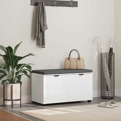 Panca per ingresso con cuscino con porta Bianco 80 x 38 x 46 cm | homemem39