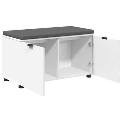 Panca per ingresso con cuscino con porta Bianco 80 x 38 x 46 cm | homemem39