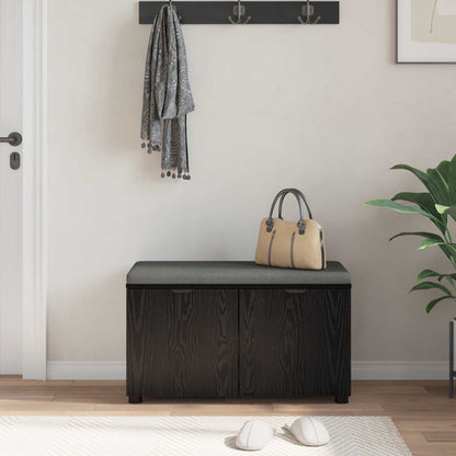 Panca per ingresso con cuscino Rovere Nero 80 x 38 x 46 cm | homemem39