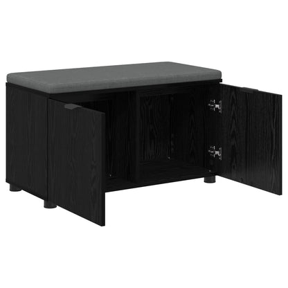 Panca per ingresso con cuscino Rovere Nero 80 x 38 x 46 cm | homemem39