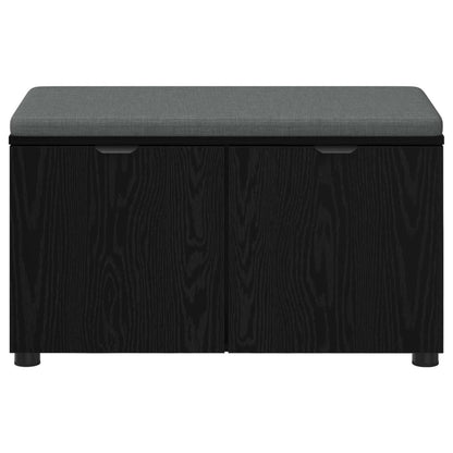 Panca per ingresso con cuscino Rovere Nero 80 x 38 x 46 cm | homemem39