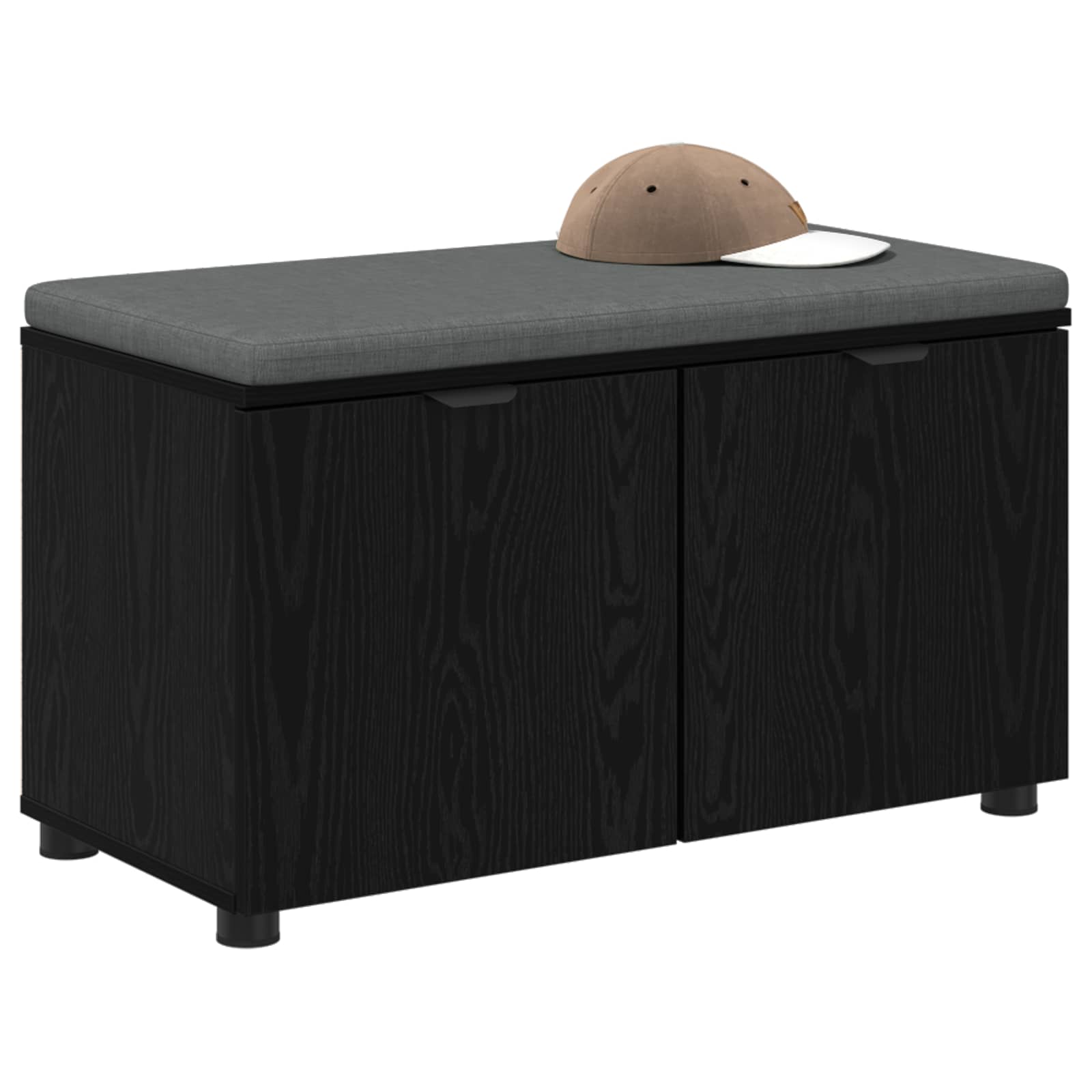 Panca per ingresso con cuscino Rovere Nero 80 x 38 x 46 cm | homemem39