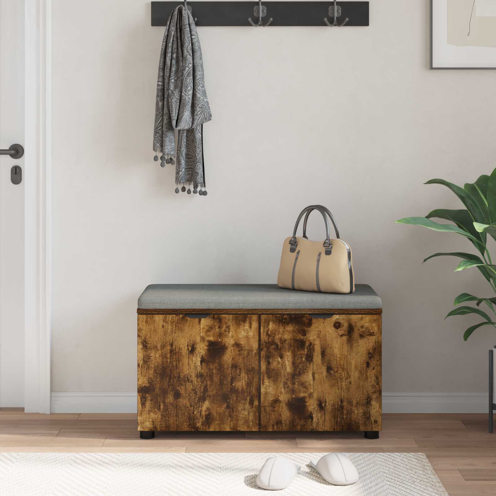 Panca per ingresso con porta Quercia Affumicata 80 x 38 x 46 cm | homemem39