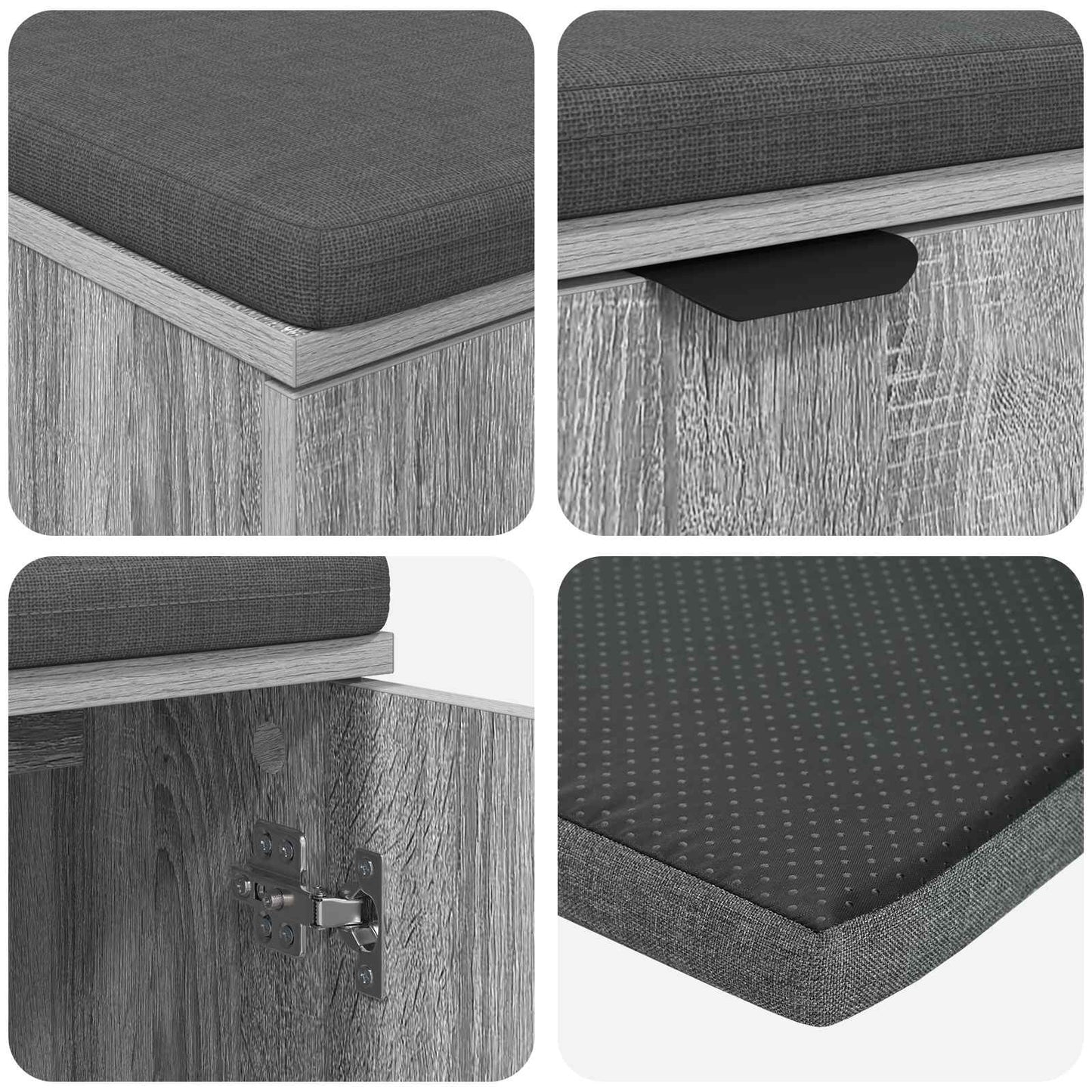 Panca per ingresso con cuscino Sonoma grigia 80 x 38 x 46 cm | homemem39