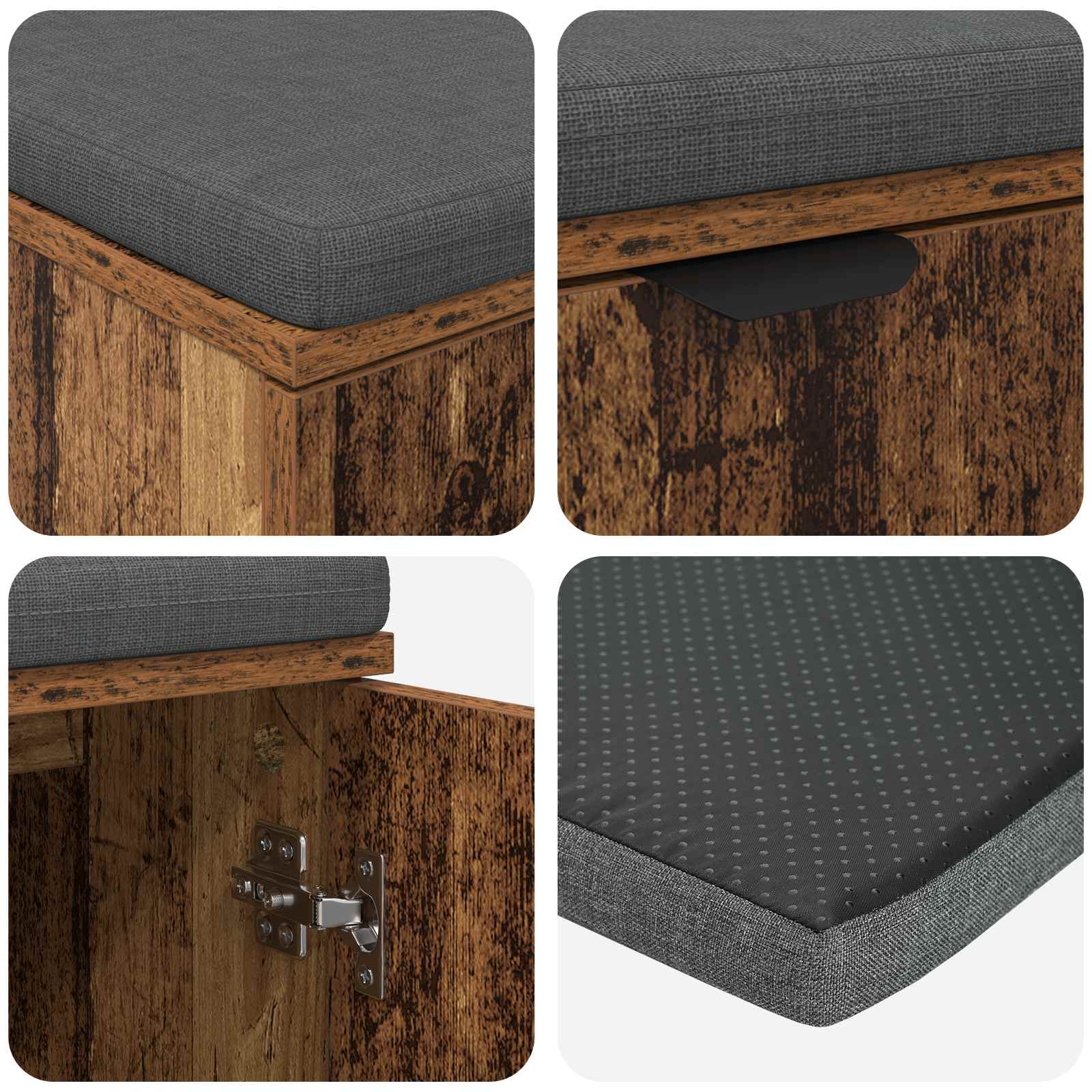 Panca per ingresso con cuscino Legno vecchio 80 x 38 x 46 cm | homemem39
