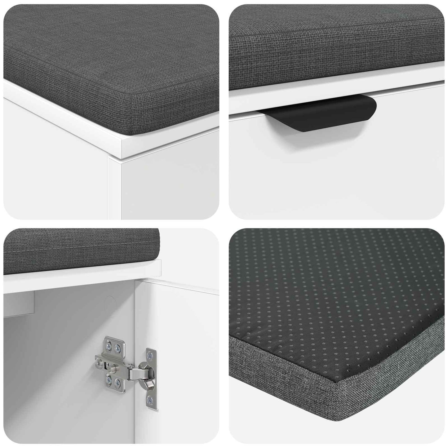 Panca per ingresso con cuscino Bianco 100 x 38 x 46 cm