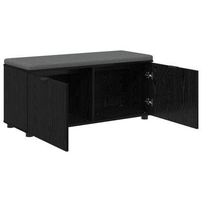 Panca per ingresso con cuscino Rovere Nero 100 x 38 x 46 cm