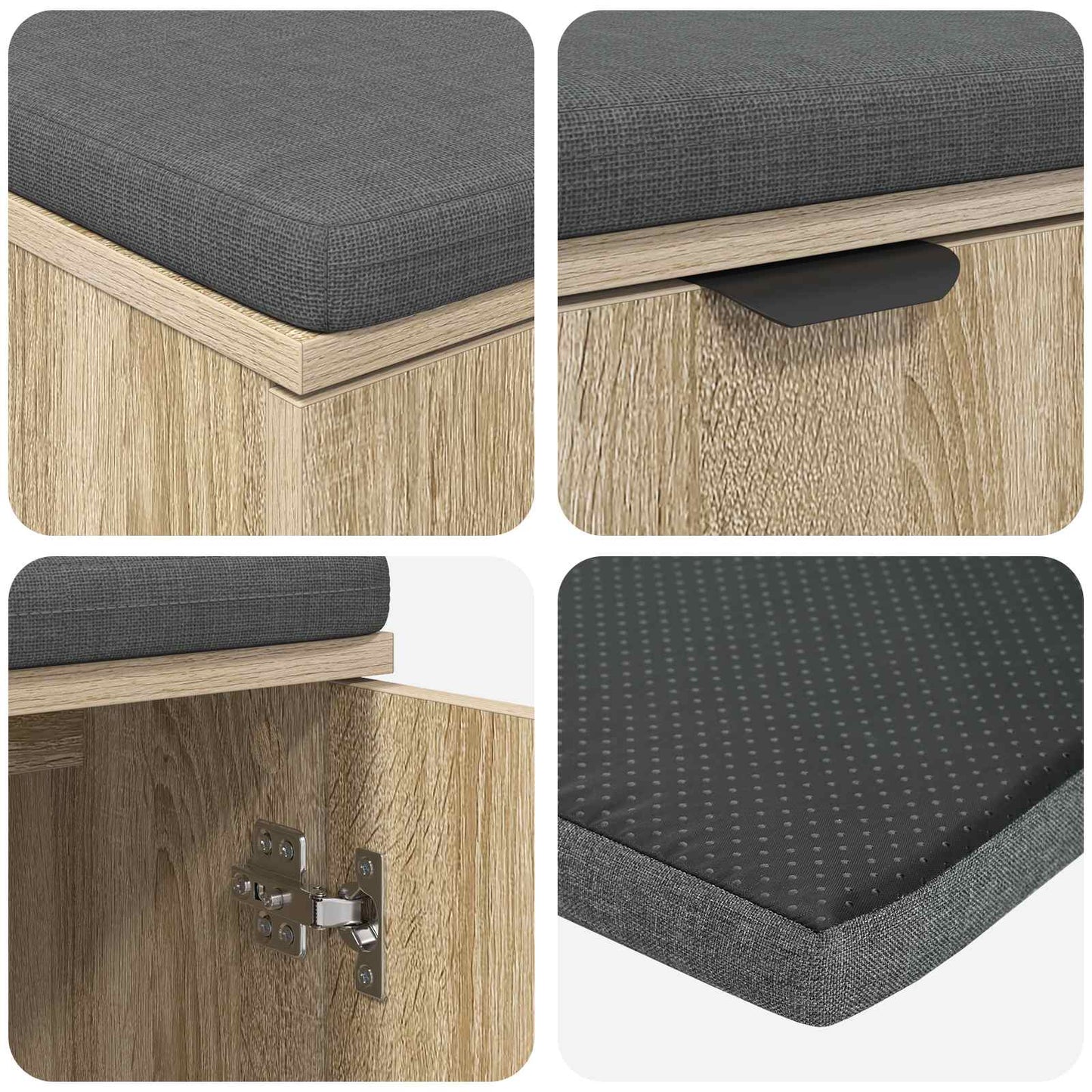 Panca per ingresso con cuscino Rovere Sonoma 100 x 38 x 46 cm