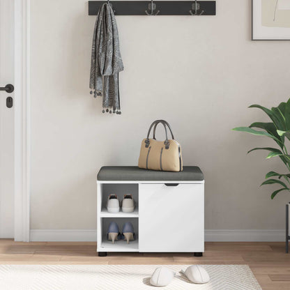 Panca per ingresso con cuscino Bianco 60 x 38 x 46 cm