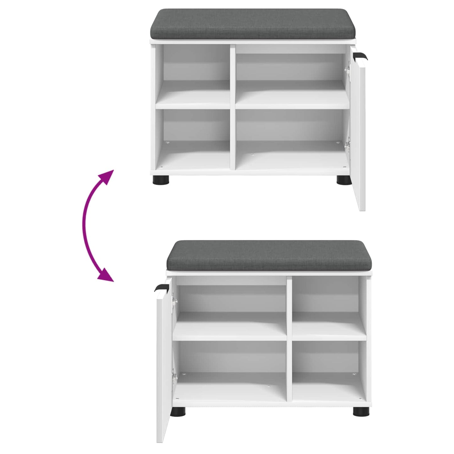 Panca per ingresso con cuscino con porta Bianco 60 x 38 x 46 cm