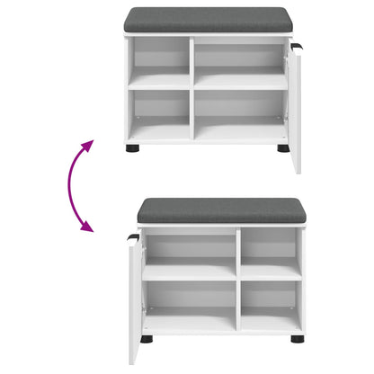 Panca per ingresso con cuscino con porta Bianco 60 x 38 x 46 cm