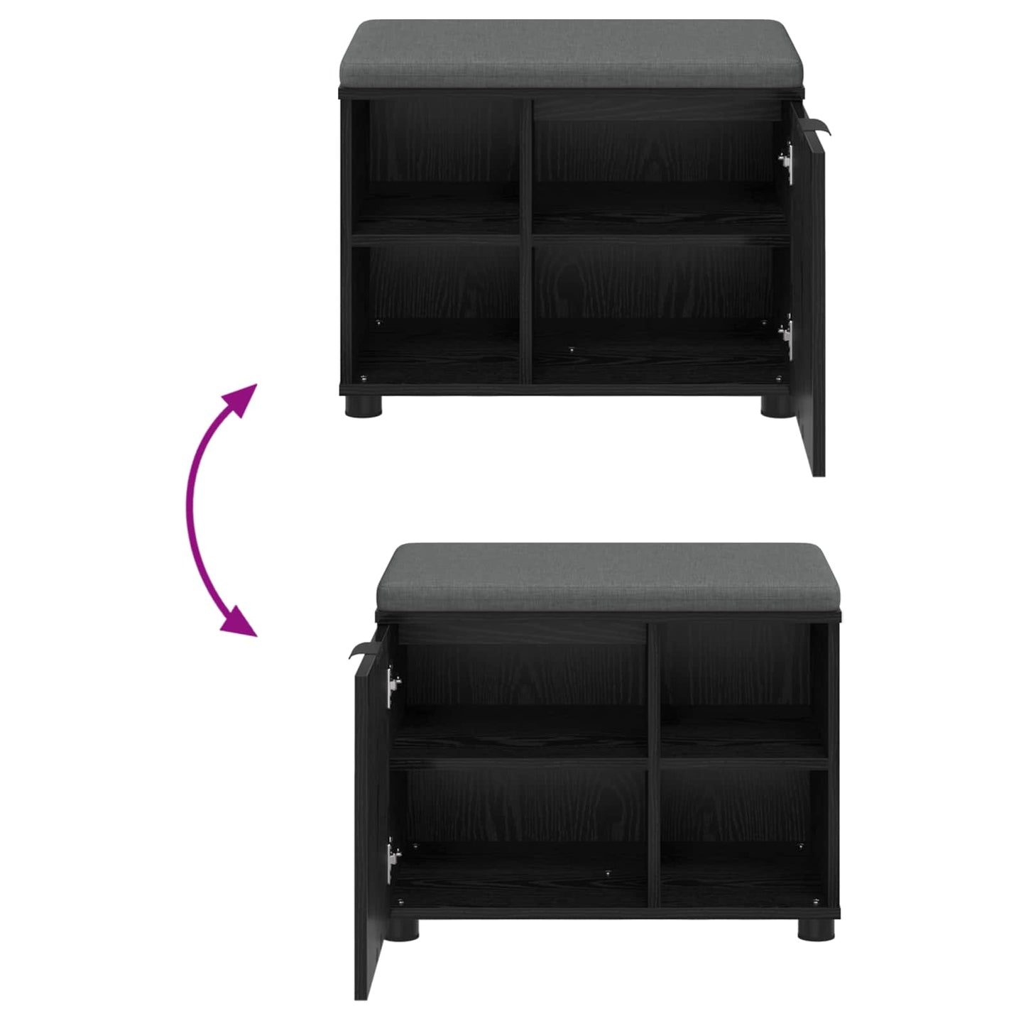 Panca per ingresso con cuscino Rovere Nero 60 x 38 x 46 cm | homemem39