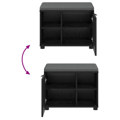 Panca per ingresso con cuscino Rovere Nero 60 x 38 x 46 cm | homemem39