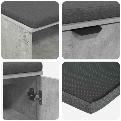 Panca per ingresso con cuscino Grigio cemento 60 x 38 x 46 cm