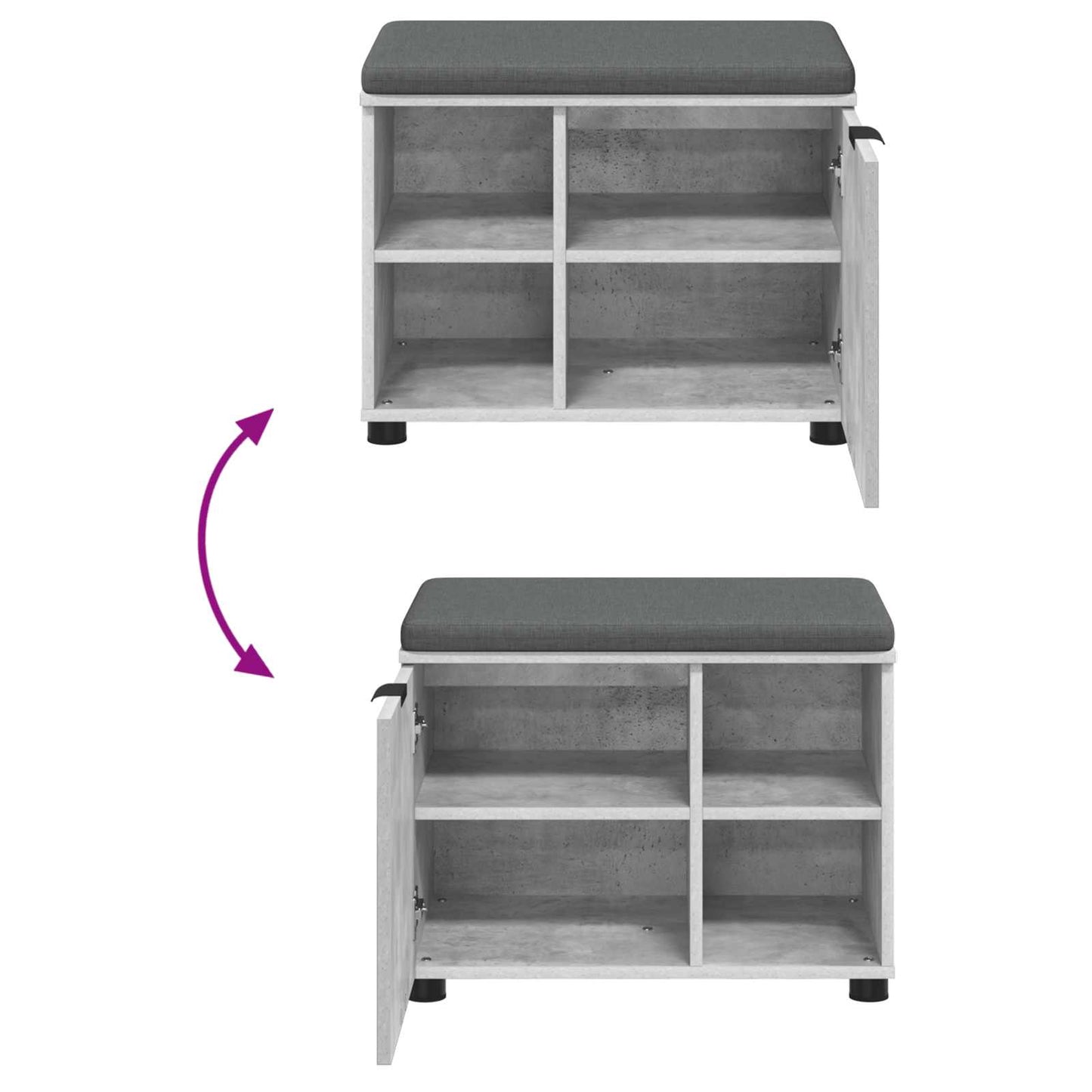 Panca per ingresso con cuscino Grigio cemento 60 x 38 x 46 cm