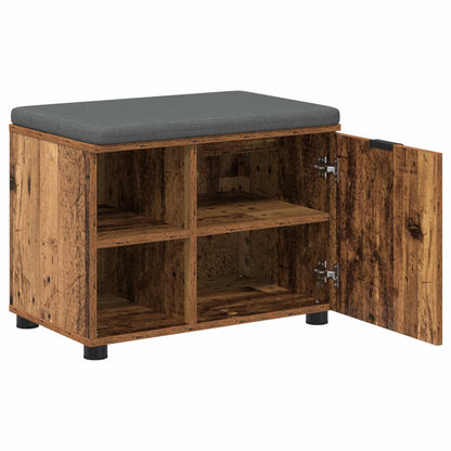 Panca per ingresso con cuscino Legno vecchio 60 x 38 x 46 cm