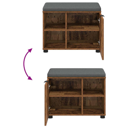 Panca per ingresso con cuscino Legno vecchio 60 x 38 x 46 cm