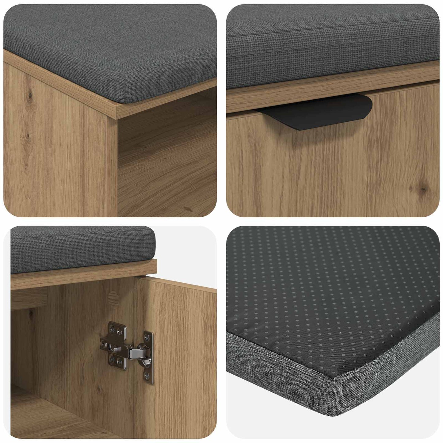 Panca per ingresso Rovere artigianale 60 x 38 x 46 cm