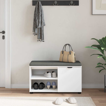 Panca per ingresso con cuscino Bianco 80 x 38 x 46 cm