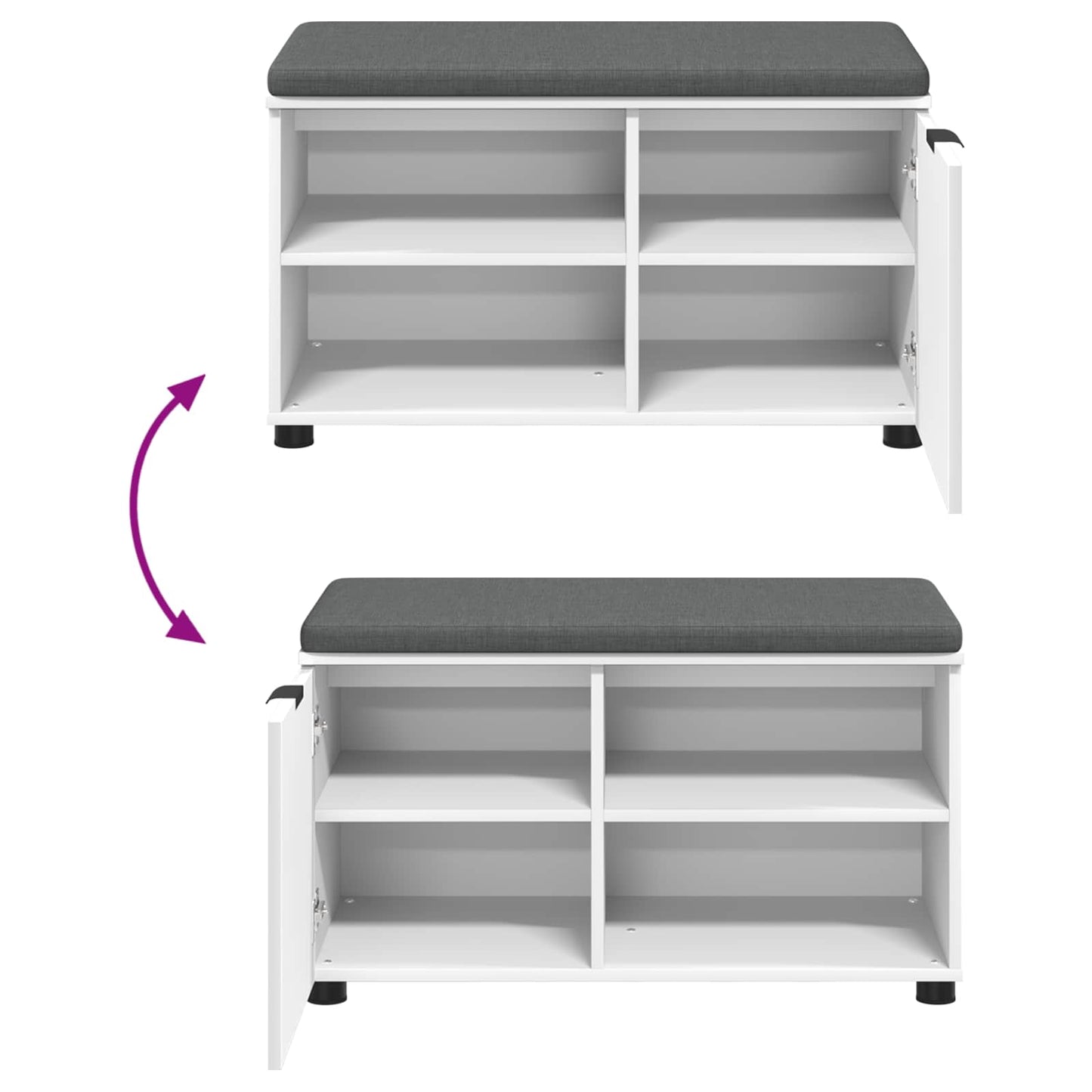 Panca per ingresso con cuscino con porta Bianco 80 x 38 x 46 cm