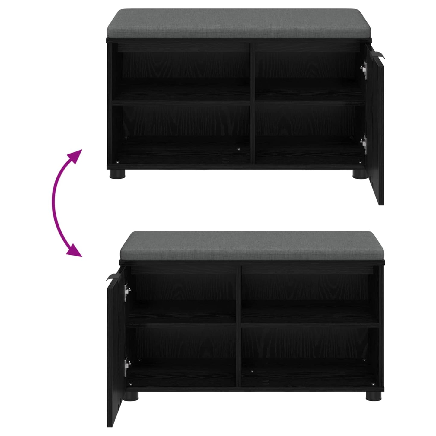 Panca per ingresso con cuscino Rovere Nero 80 x 38 x 46 cm