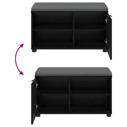 Panca per ingresso con cuscino Rovere Nero 80 x 38 x 46 cm