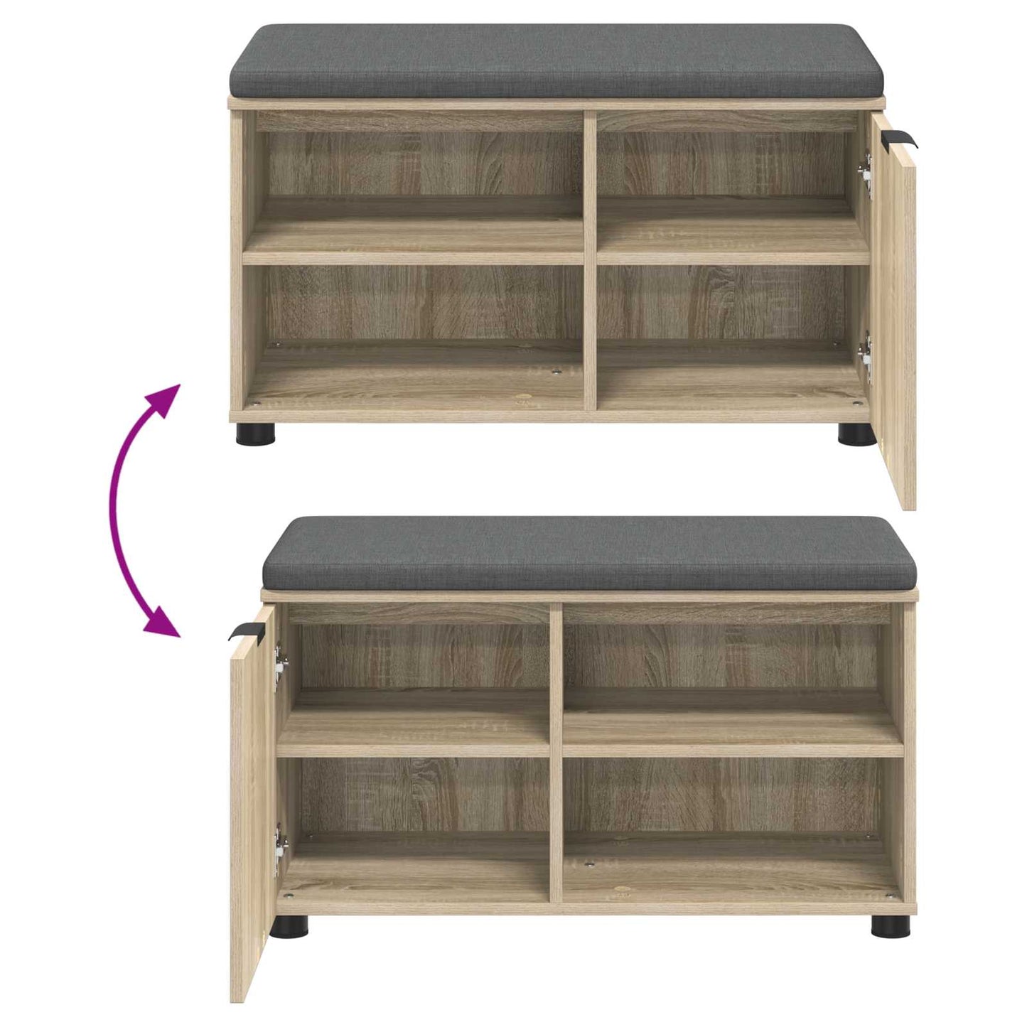 Panca per ingresso con cuscino Rovere Sonoma 80 x 38 x 46 cm | homemem39