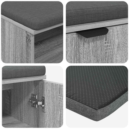 Panca per ingresso con cuscino Grigio Sonoma 80 x 38 x 46 cm