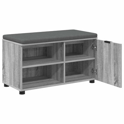 Panca per ingresso con cuscino Grigio Sonoma 80 x 38 x 46 cm