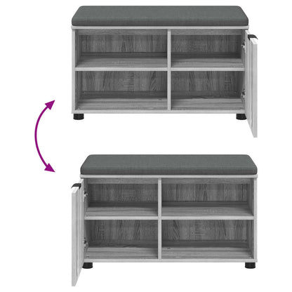 Panca per ingresso con cuscino Sonoma grigia 80 x 38 x 46 cm