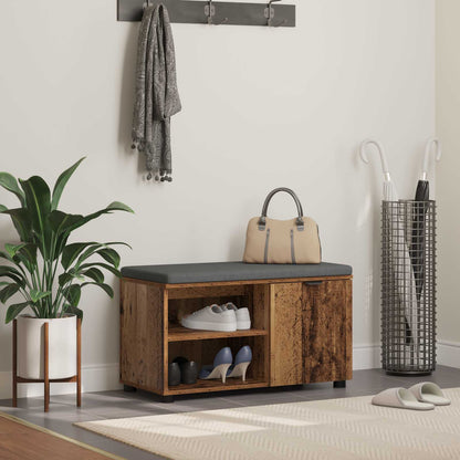 Panca per ingresso con cuscino Legno vecchio 80 x 38 x 46 cm