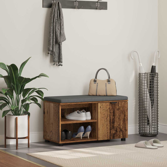 Panca per ingresso con cuscino Legno vecchio 80 x 38 x 46 cm
