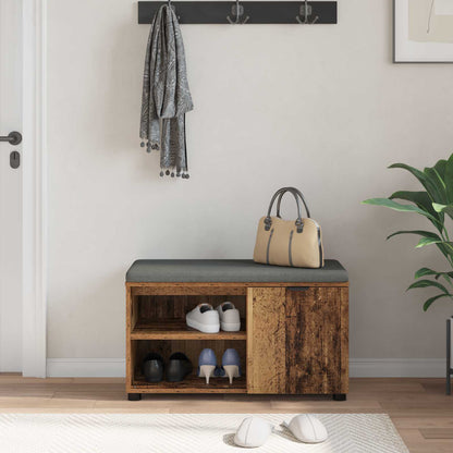 Panca per ingresso con cuscino Legno vecchio 80 x 38 x 46 cm