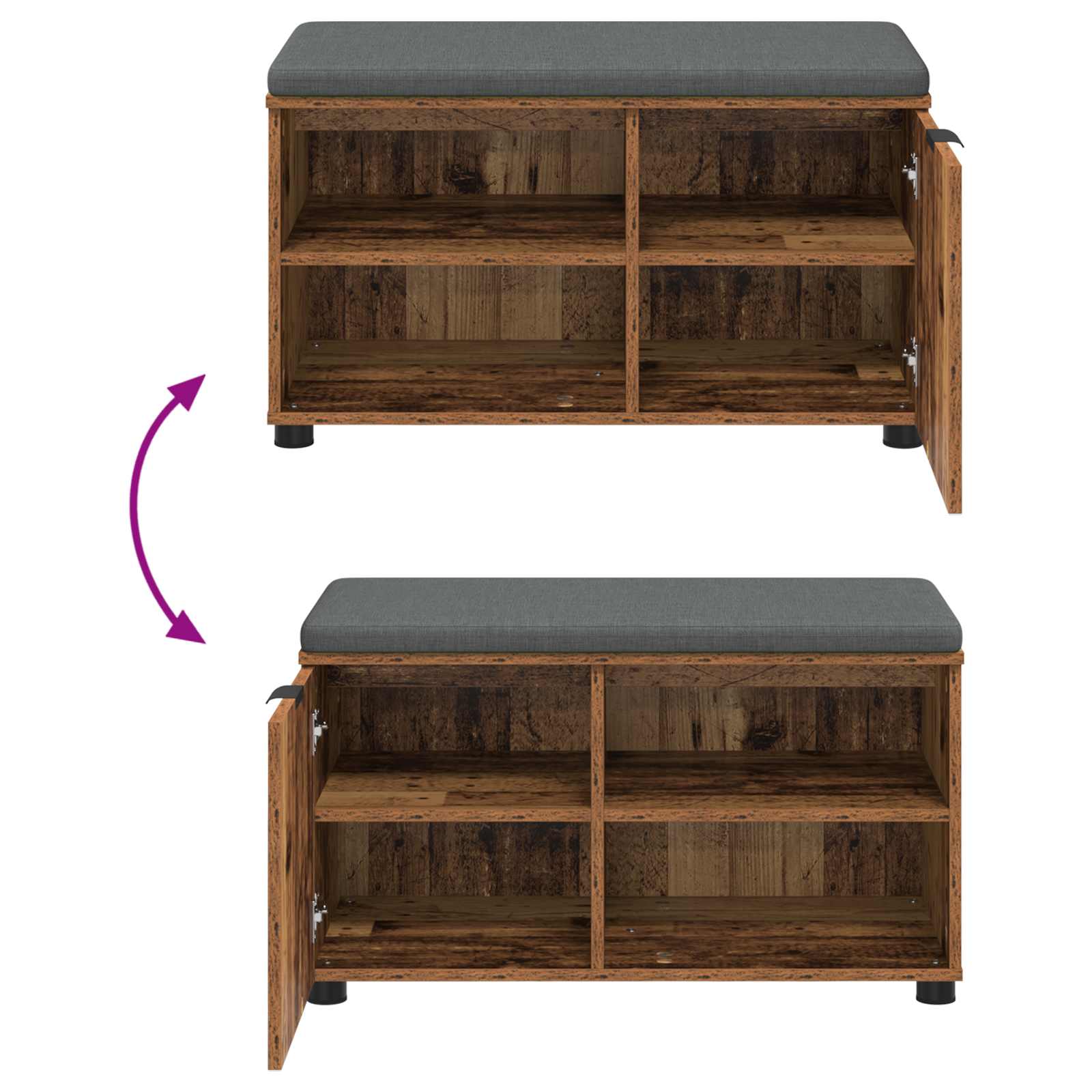 Panca per ingresso con cuscino Legno vecchio 80 x 38 x 46 cm | homemem39