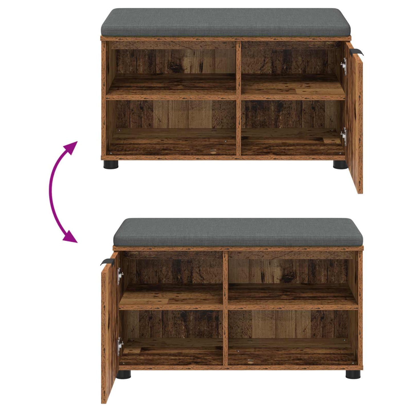 Panca per ingresso con cuscino Legno vecchio 80 x 38 x 46 cm