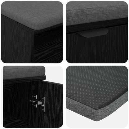 Panca per ingresso con cuscino Rovere Nero 100 x 38 x 46 cm