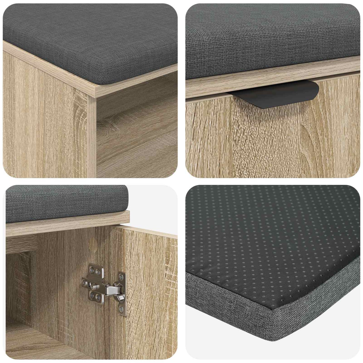 Panca per ingresso con cuscino Rovere Sonoma 100 x 38 x 46 cm