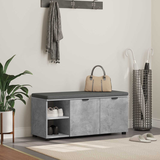 Panca per ingresso con cuscino Grigio cemento 100 x 38 x 46 cm