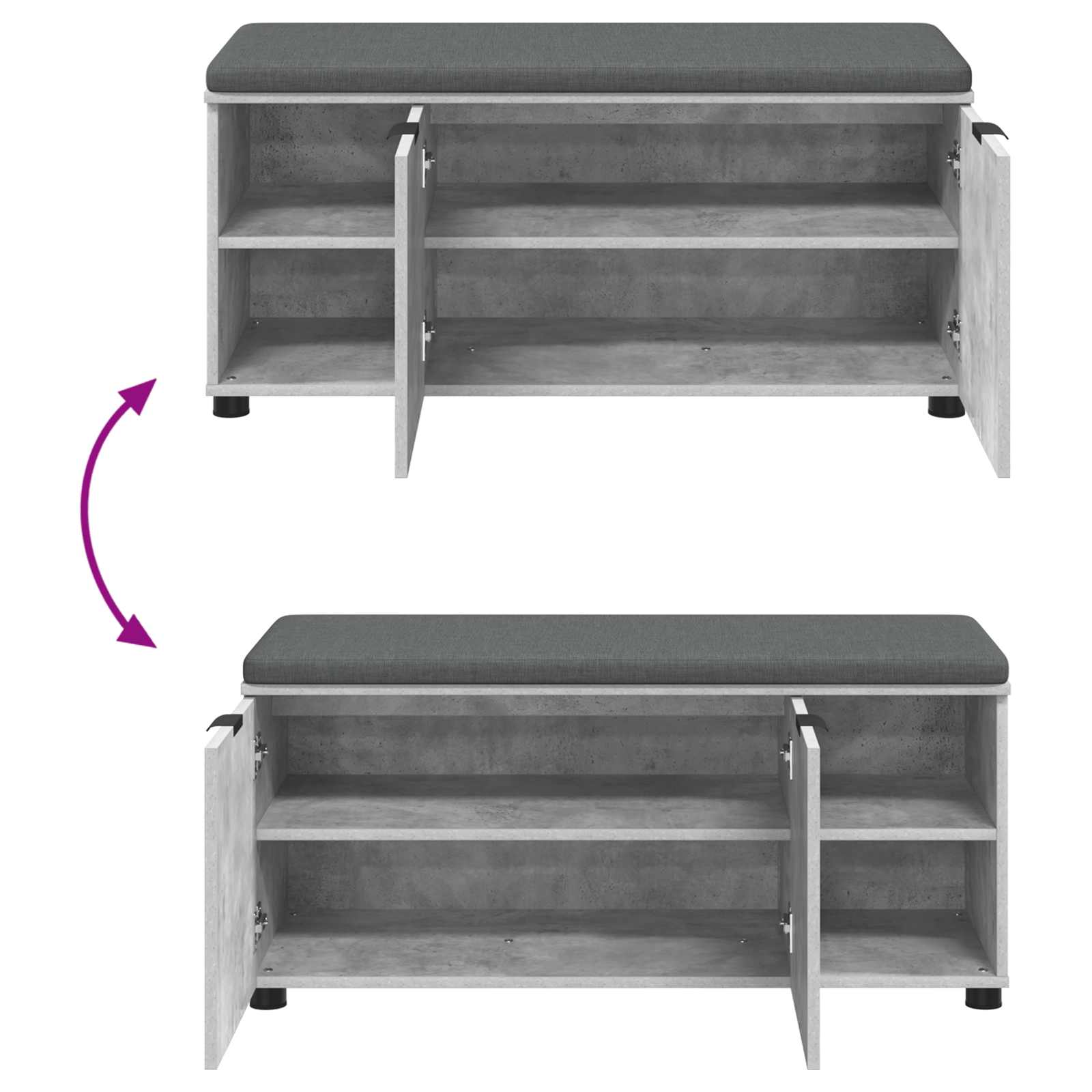 Panca per ingresso con cuscino Grigio Cemento 100 x 38 x 46 cm | homemem39