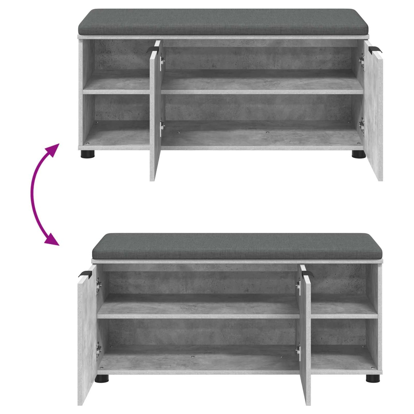 Panca per ingresso con cuscino Grigio Cemento 100 x 38 x 46 cm