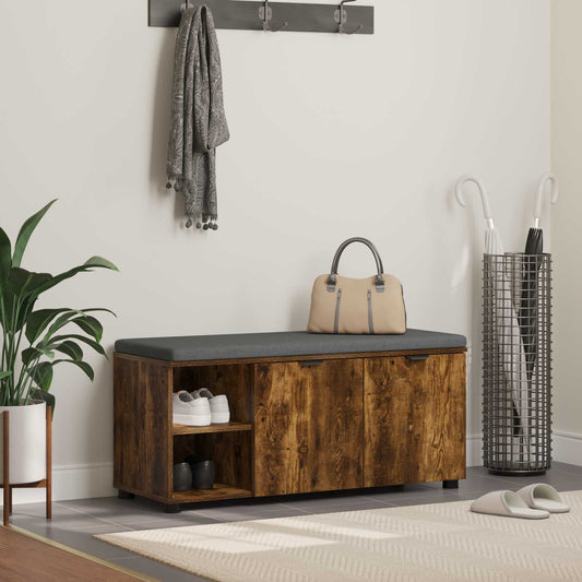Panca per ingresso con cuscino Rovere fumé 100 x 38 x 46 cm
