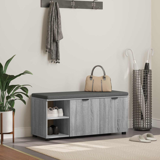 Panca per ingresso con cuscino Grigio Sonoma 100 x 38 x 46 cm