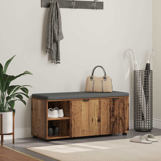 Panca per ingresso con cuscino Legno vecchio 100 x 38 x 46 cm