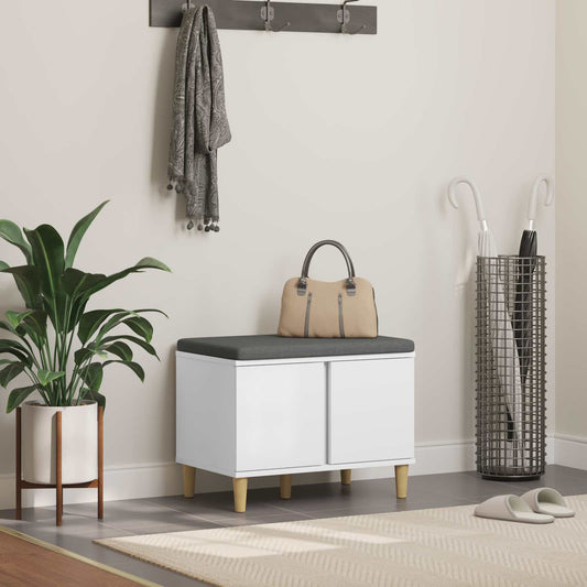 Panca per ingresso con cuscino con porta Bianco 60 x 38 x 46 cm