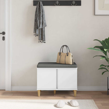 Panca per ingresso con cuscino con porta Bianco 60 x 38 x 46 cm